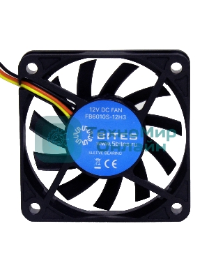 Вентилятор для корпуса 5bites FB6010S-12H3 черный, 60 x 60 мм, 3800 об/мин, 30 дБ, 3 pin
