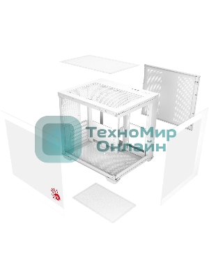 Компьютерный корпус Bloody CC-121 белый без БП mATX 7x120мм 1xUSB2.0 1xUSB3.0 audio