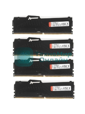 Оперативная память Kingston Fury Beast, DDR5, 128Gb (4x32Gb), 5600MHz, CL40, DIMM, радиатор, RGB, черный