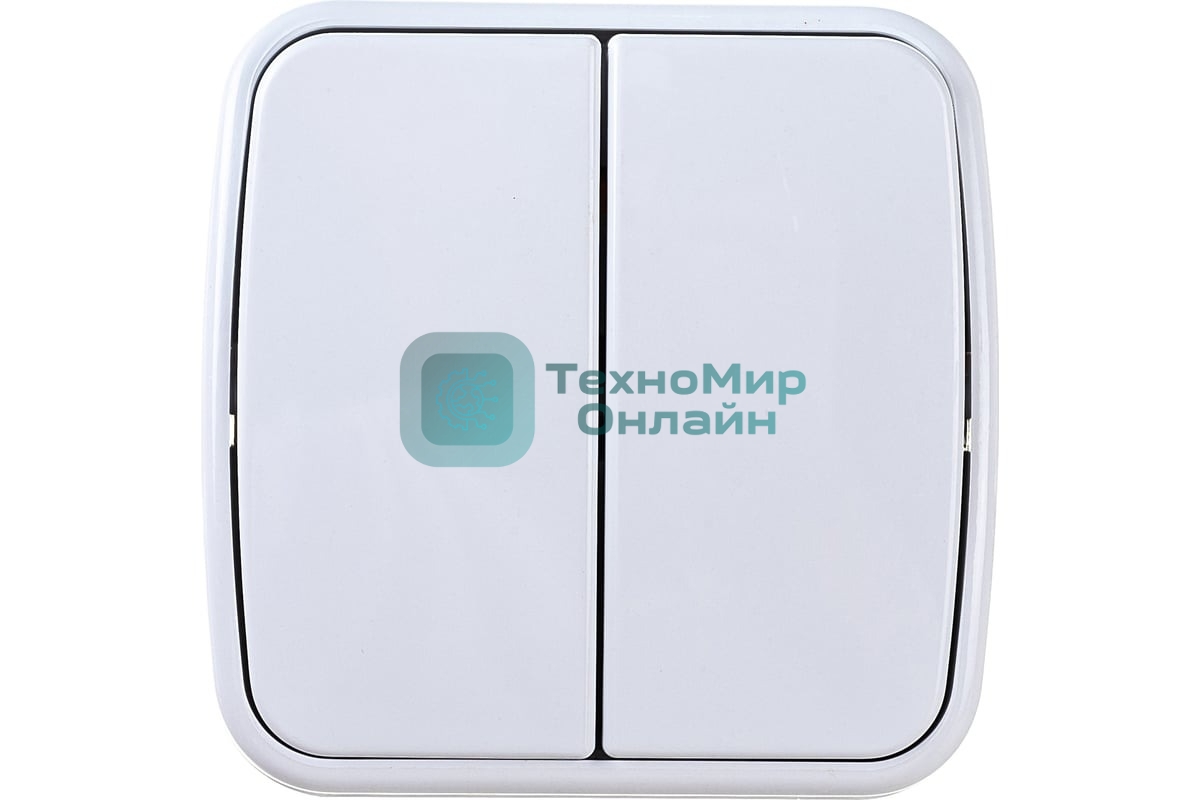 Выключатель Электра двухклавишный белый