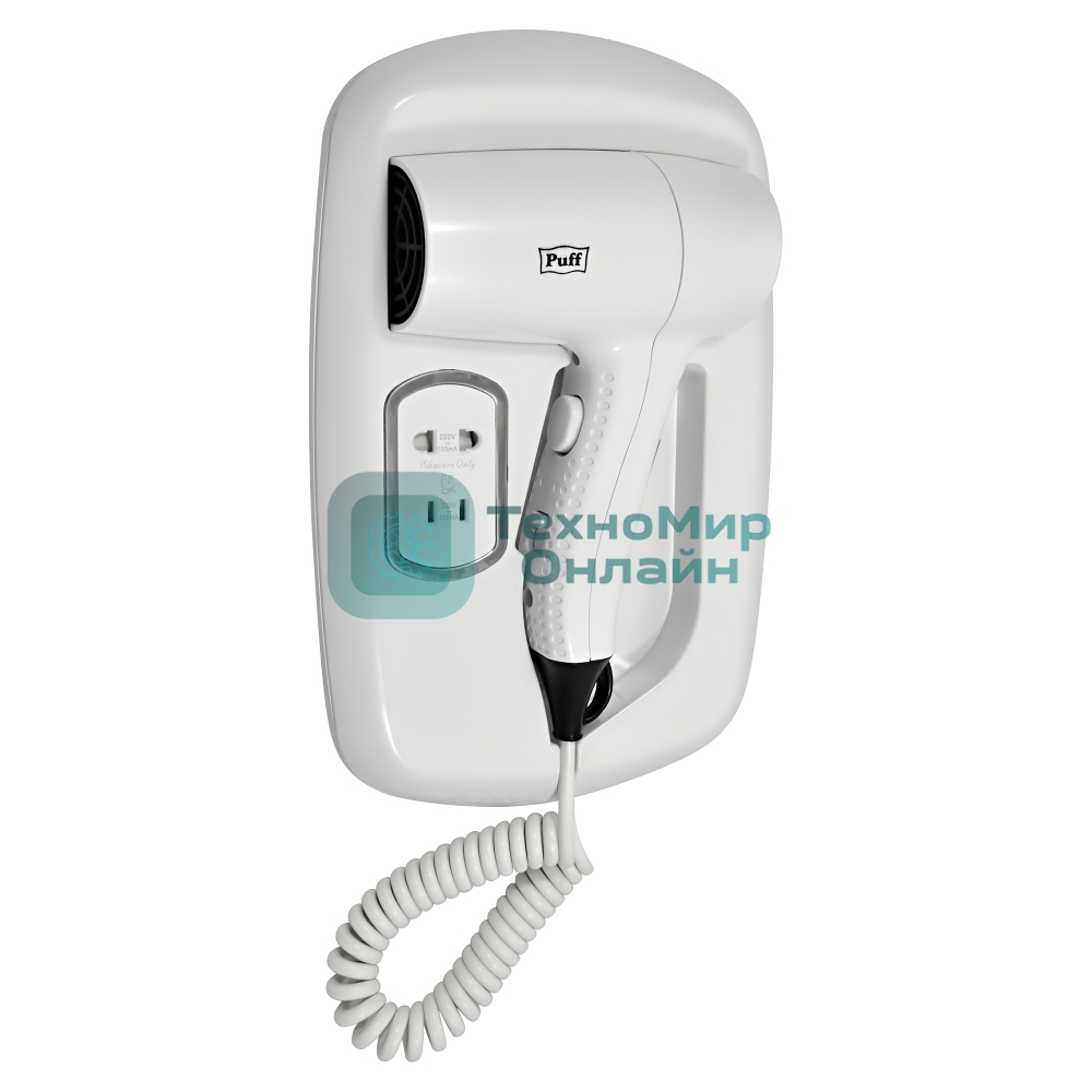 Фен Puff 1203B белый, 1200 Вт