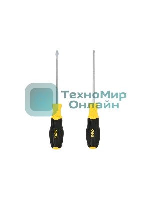 Набор отверток Deli DL630002N 2шт SL6x125 + PH2x125 сталь Cr-V, двухкомпонентная прорезиненная рукоять