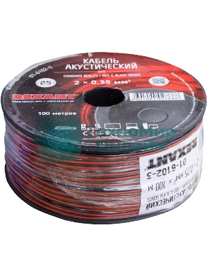 Кабель акустический Rexant ШВПМ 2х0.35 кв.мм, красно-черный, 100 м