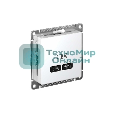 Розетка USB SE тип-C 65W высокоскор. заряд. QC, PD, мех. AtlasDesign белый