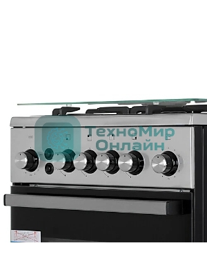 Плита газовая De Luxe 5040.40Г (кр) ЧР-010 серебристый, конфорок 4 шт, духовка 46 л, 50 см x 85 см x 50 см