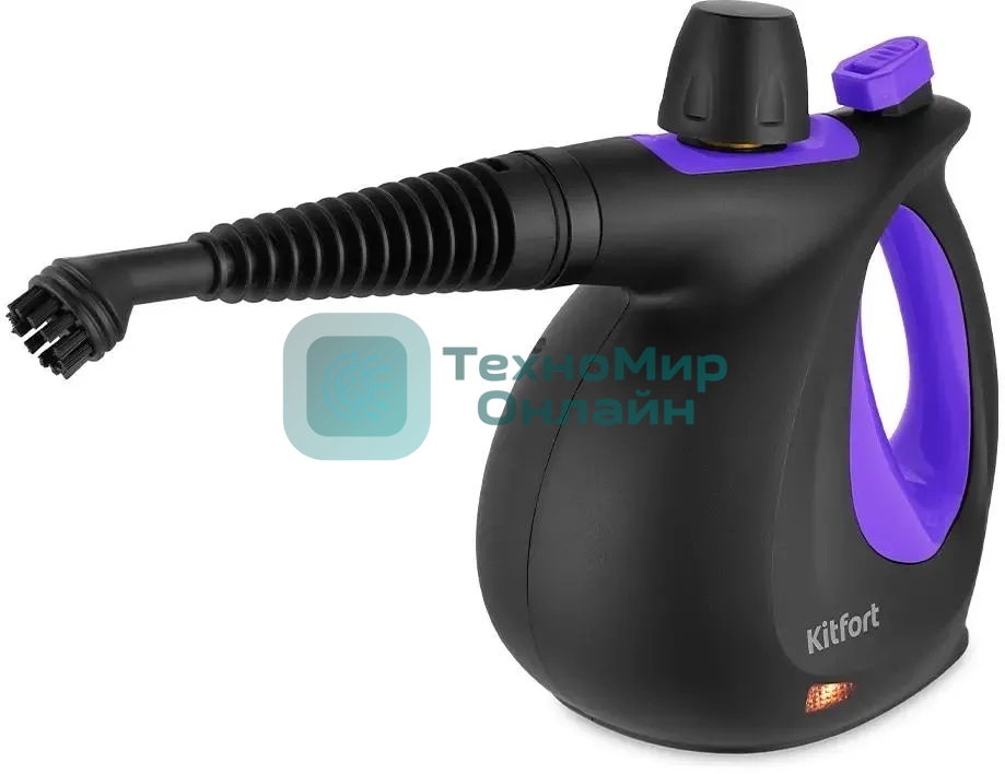 Пароочиститель ручной Kitfort КТ-9195 1050Вт черный/фиолетовый