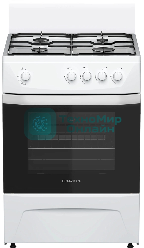 Плита газовая Darina C 1001 W белый/черный, конфорок 4 шт, духовка 50 л, 60 см x 85 см x 60 см