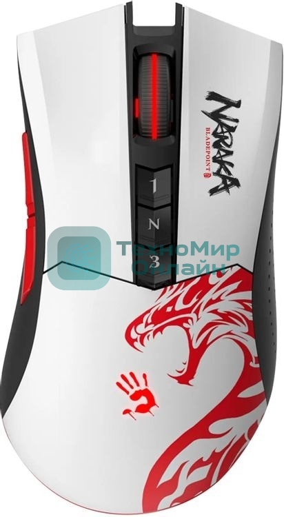Мышь беспроводная A4Tech Bloody R90 Plus Naraka белый, 5000 dpi, радиоканал, USB, кнопки - 8