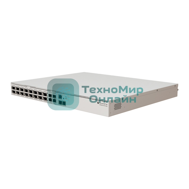 Коммутатор MikroTik CRS520-4XS-16XQ-RM Cloud Router Switch with Quad-Core AL52400 2 GHz CPU, 4 Gb RAM, 98CX8410 switch chip, 2 x 10G Eth ports, 4 x 25G SFP28 ports, 16 x 100G QSFP28 ports, RouterOS L5, 1U rackmount enclosure, dual hot-swap PSU, 4 x hot-swap fans