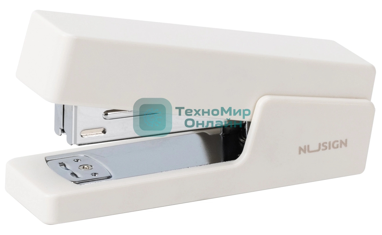Степлер Deli ENS084 Nusign 24/6 26/6 (20 листов) белый, 100 скоб, коробка