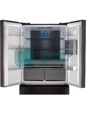 Холодильник Hyundai CM55043F черная сталь трехкамерный 354/186л морозилка снизу, No Frost, Side by Side