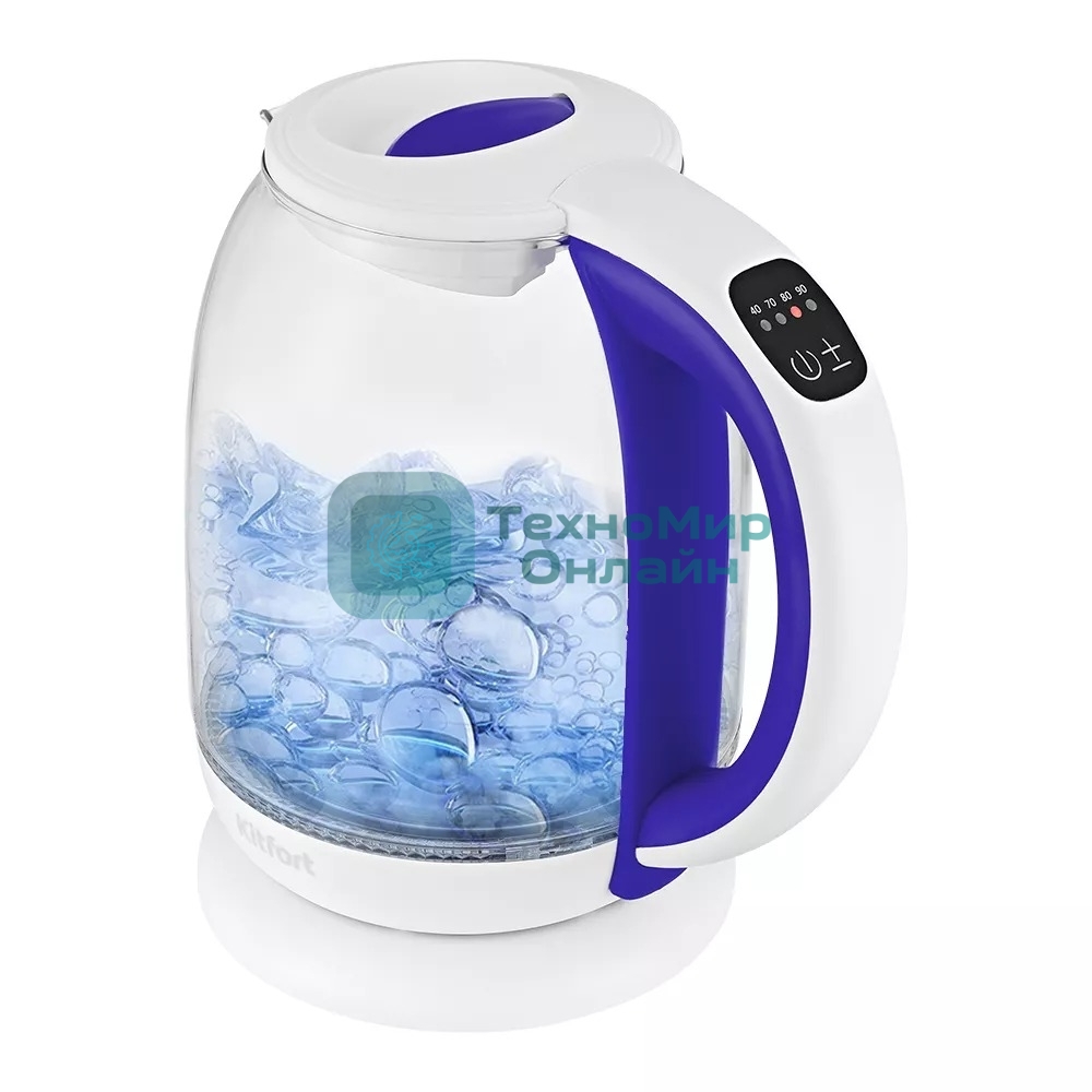 Чайник электрический Kitfort КТ-6140-1 1.7л. 2200Вт белый/фиолетовый