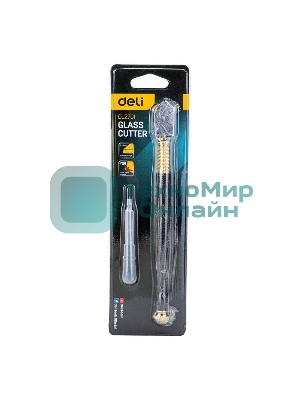 Маслянный стеклорез Deli DL2701 Технические характеристики: 180 мм. Диаметр режущей головки: 3 мм. Вольфрамовая сталь YG5. хвостовик из углеродистой стали 36#.