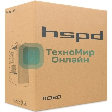 Компьютерный корпус без блока питания HSPD M320, Mesh Mini-tower, черный, slide TG, 0.45 SPCC, 2x140мм ARGb+1x120мм ARGb mATX, mITX 160/340/184мм 2x2.5