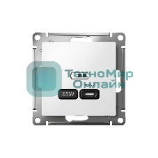Розетка USB SE тип-C 65W высокоскор. заряд. QC, PD, мех. AtlasDesign белый