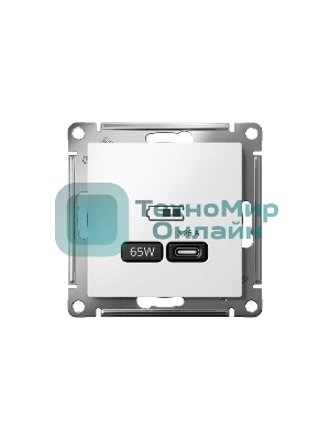Розетка USB SE тип-C 65W высокоскор. заряд. QC, PD, мех. AtlasDesign белый