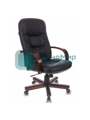 Кресло Бюрократ T-9908/WALNUT черный, кожа