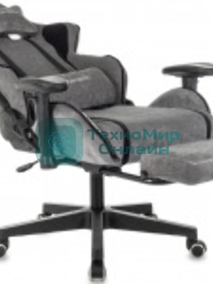 Кресло Бюрократ Zombie Drift/F серый/черный, экокожа, 120 кг, механизм качания, подставка для ног