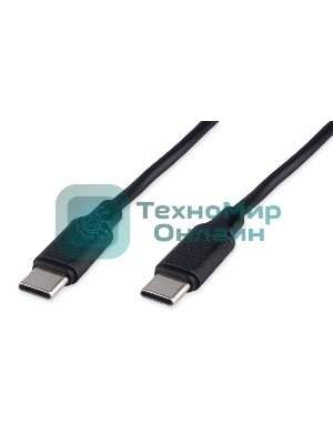 Кабель USB2.0 Cablexpert CC-USB2-CMCM-60-1M, Type-C/Type-C, 3A, 60Вт, PD/QC3.0, медь, 1м, черный, пакет