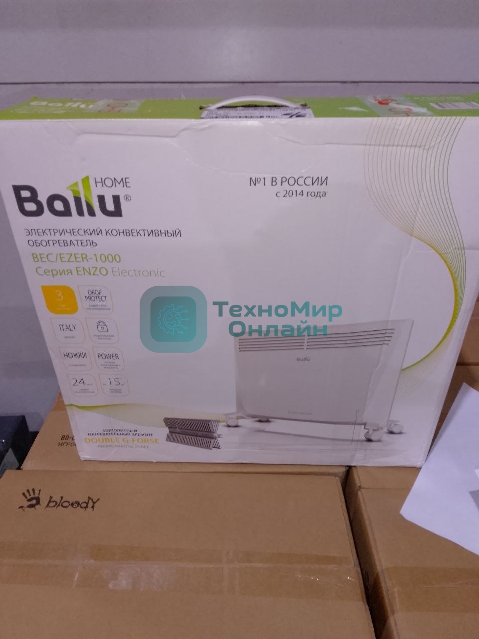 (Поврежденный товар) Конвектор электрический Ballu Enzo BEC/EZER-1000 белый (мощность 1 кВт, площадь 15 м2) (НС-1055662_(Поврежденный товар) 005276)