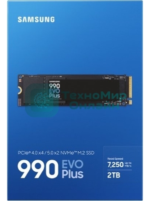 Накопитель SSD Samsung 990 EVO Plus, 2Tb, M.2 2280, PCIe 4.0 x4, NVMe, R/W 7250/6300