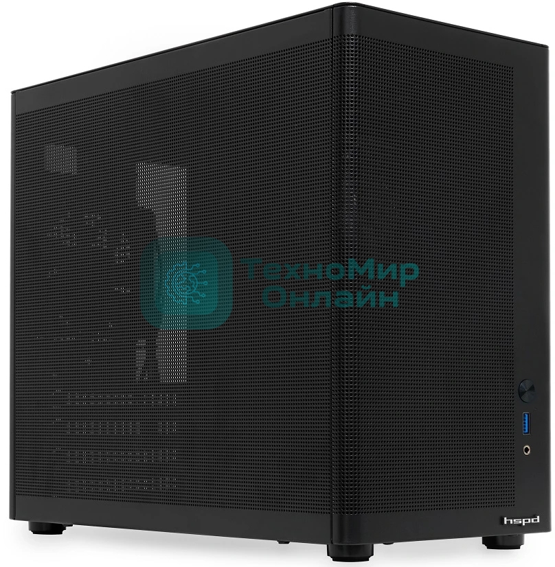 Компьютерный корпус без блока питания HSPD M210, Mesh Mid Tower, черный, 0.7 SPCC, 1x90мм mATX, mITX 140/280/150мм 1x2.5