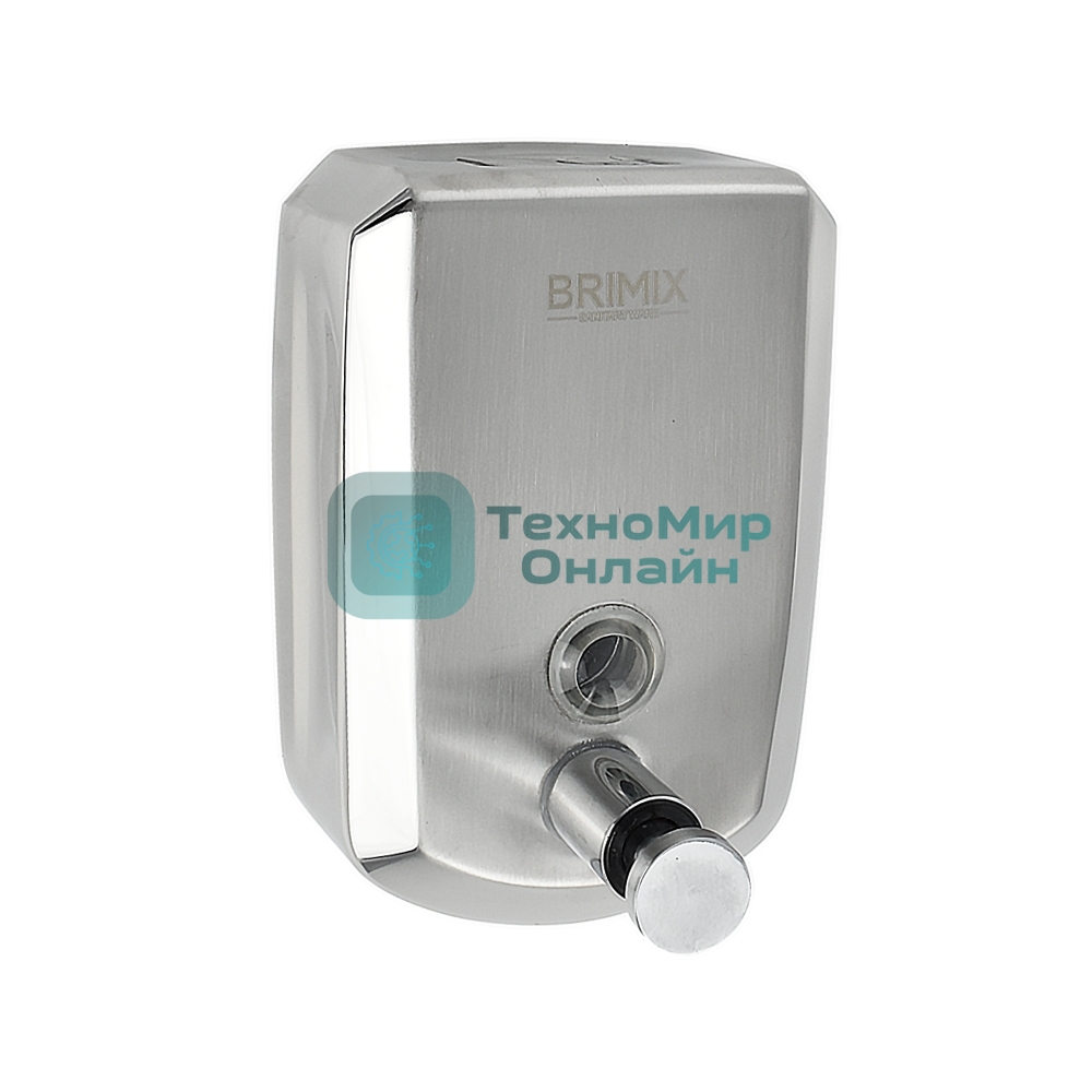 Дозатор жидкого мыла настенный, металический с глазком, из нерж.стали 201, на 500 мл ХРОМ BRIMIX 643