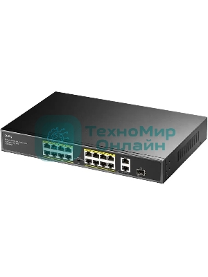 Коммутатор Cudy FS1018PS1 (L2) 16x100 Мбит/с 2x1 Гбит/с 1SFP 16PoE+ 200W неуправляемый