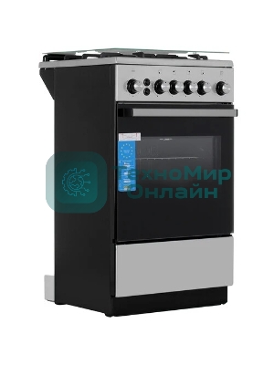 Плита газовая De Luxe 5040.40Г (кр) ЧР-010 серебристый, конфорок 4 шт, духовка 46 л, 50 см x 85 см x 50 см