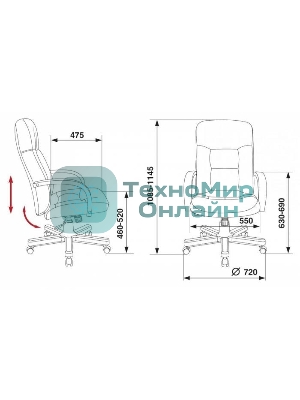 Кресло Бюрократ T-9908/WALNUT черный, кожа