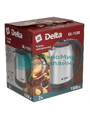 Чайник электрический Delta DL-1330 нерж с красным