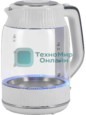 Чайник электрический Vitek VT-WK1059 1.7л. 2200Вт белый корпус: стекло/пластик