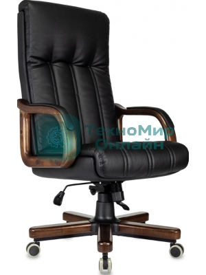 Кресло руководителя Бюрократ T-9932Walnut черный, кожа, крестов. металл/дерево