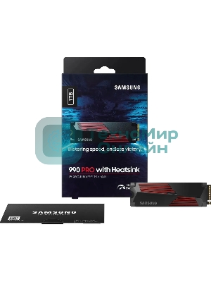 Накопитель SSD Samsung 990 PRO, 1000Gb, PCIe 4.0 x4, M.2 2280, NVMe, R/W 7450/6900, с радиатором
