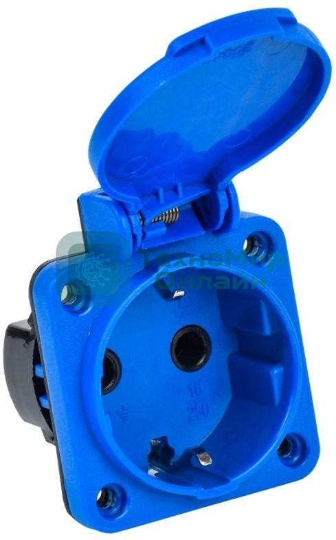 Розетка панельная IEK MAGNUM PSN71-016-3-2-44-K07 2P+PE 16А IP44 РП11-3 с защ. крышкой с заземл. син.