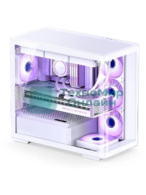 Корпус без блока питания JONSBO D300, Mini-Tower, TG, no fan, 2xUSB-A 3.2 + 1xUSB-C 3.2, mATX, mITX White