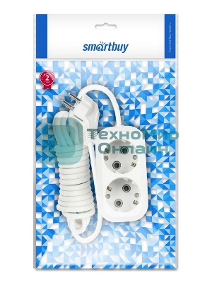 Удлинитель Smartbuy (SBE-16-2-02-Z) 2 гнз х 2,0 м (16А/3.5 кВт, ПВС 3х1.0)