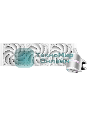 Система охлаждения Water Cooling System PCCooler DE360 Pro WH (300W, 360мм, White, ARGB Pump, Fans: 3x120мм, 86.73CFM, 32dBA, 2200RPM/Pump height 57мм, 28dBA, 3200RPM, Rad thickness 27мм/S: 1851, 1700, 1200, 115X, AM5, AM4, AM3)