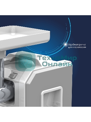 Мясорубка электрическая Аксион М43.02  белый / серый, 1900 Вт, 2.0 кг/мин, реверс, защита от перегрузки, насадки - 8