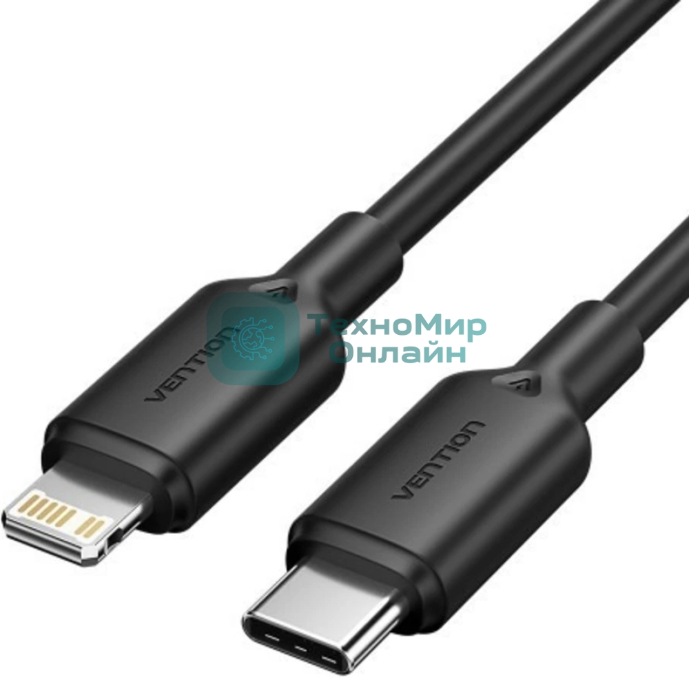 Кабель Vention USB 2.0 CM/Lightning 8M для iPad/iPhone 3A - 1м. черный