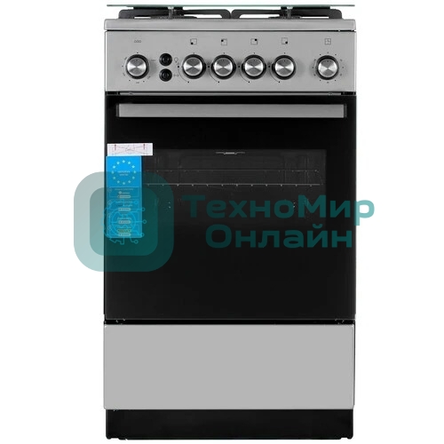 Плита газовая De Luxe 5040.40Г (кр) ЧР-010 серебристый, конфорок 4 шт, духовка 46 л, 50 см x 85 см x 50 см