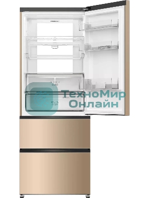 Холодильник Haier A4F742CGGU1 золотистый трехкамерный 277/129л морозилка снизу, No Frost