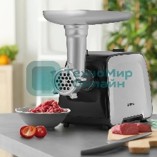 Мясорубка электрическая Vitek VT-3646 серебристый, 2000 Вт, 1.8 кг/мин, реверс, защита от перегрузки, насадки - 6