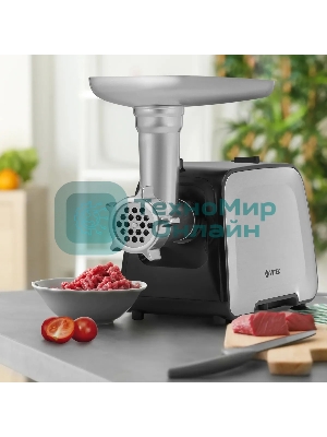 Мясорубка электрическая Vitek VT-3646 серебристый, 2000 Вт, 1.8 кг/мин, реверс, защита от перегрузки, насадки - 6