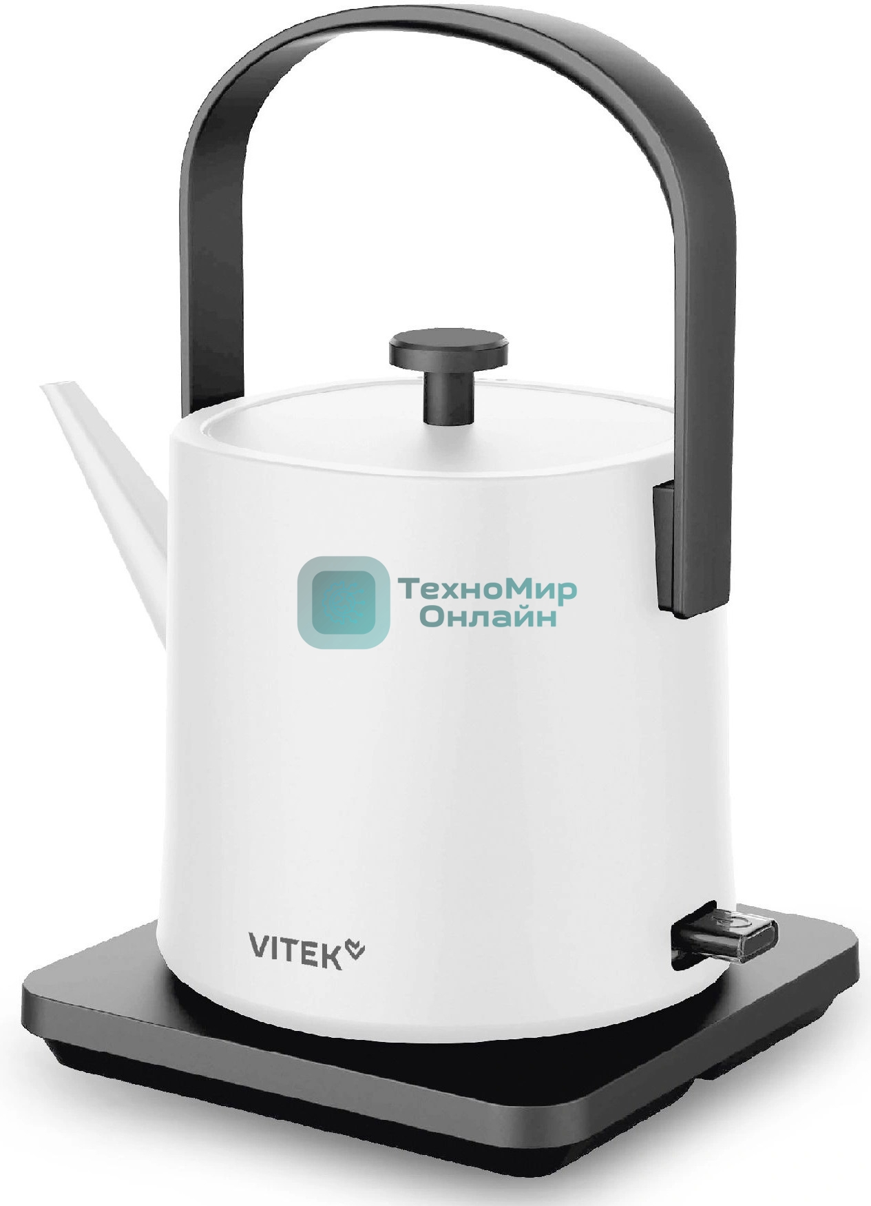 Чайник электрический Vitek VT-WK1001 0.8л. 1000Вт белый/черный корпус: металл