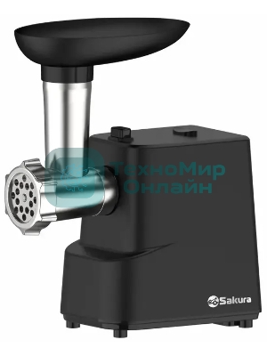 Мясорубка электрическая Sakura SA-6429BK черный, 1500 Вт, 0.9 кг/мин, реверс, защита от перегрузки, насадки - 4