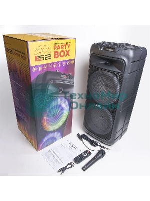 Мидисистема B52 Party Box, 40Вт (20Вт*2), АКБ 4500мА/ч,BT (до10м), USB, FM, провод. микроф.