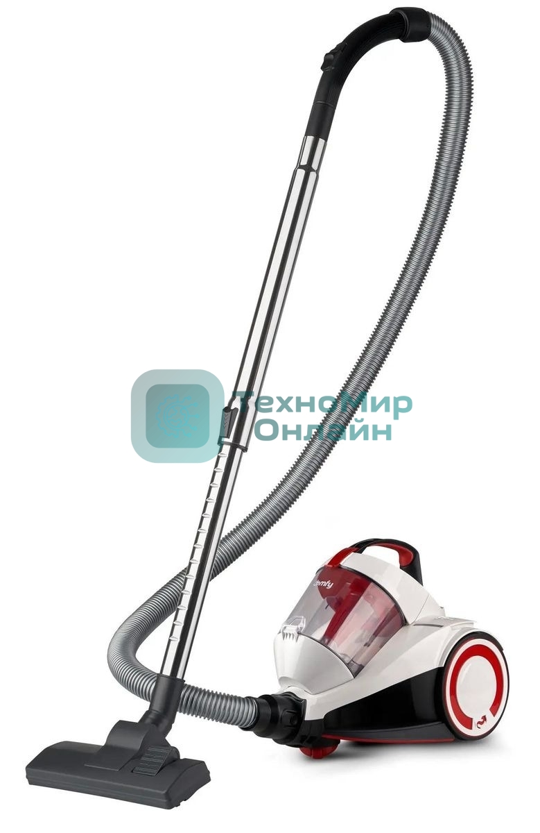 Пылесос Domfy DSC-VC505 белый/красный, 350/2000 Вт, уборка сухая, пылесборник контейнер 2.5 л
