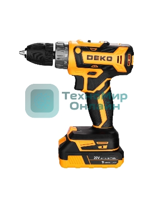 Дрель-шуруповерт Deko GCD20DU PRO, 20 В, 2 Ач, 42 Нм, щеточный