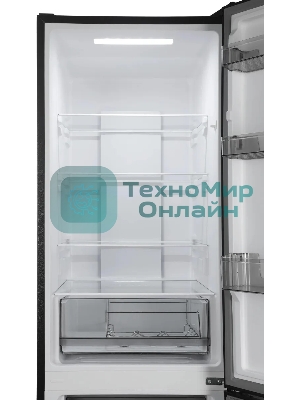 Холодильник Hyundai CC35083F черное стекло двухкамерный 240/95л морозилка снизу, No Frost